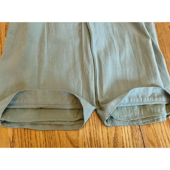 Lulus Small Sage‎ Green Striped Jumpsuit Wide Leg Button Front Adjustable Straps - Picture 9 of 16